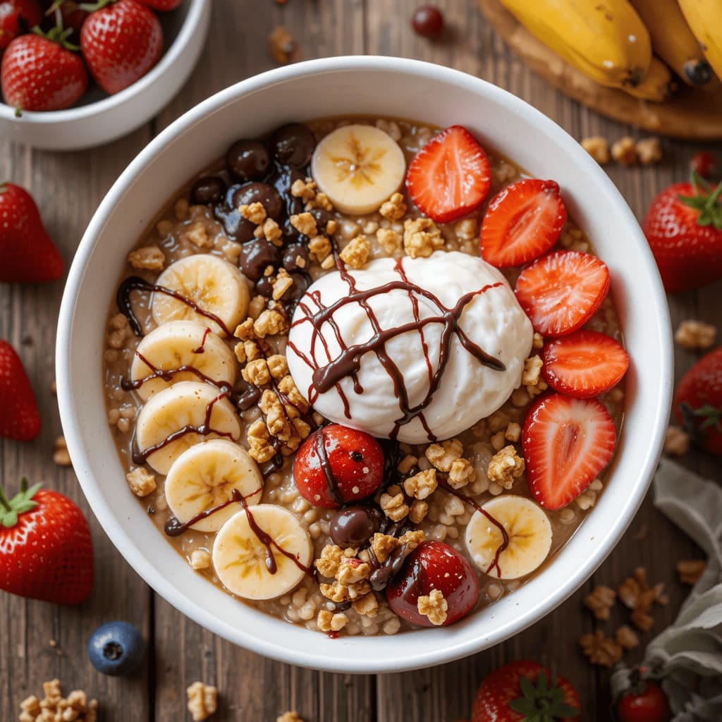 Read more about the article Banana Split Oatmeal Bowls Recipe