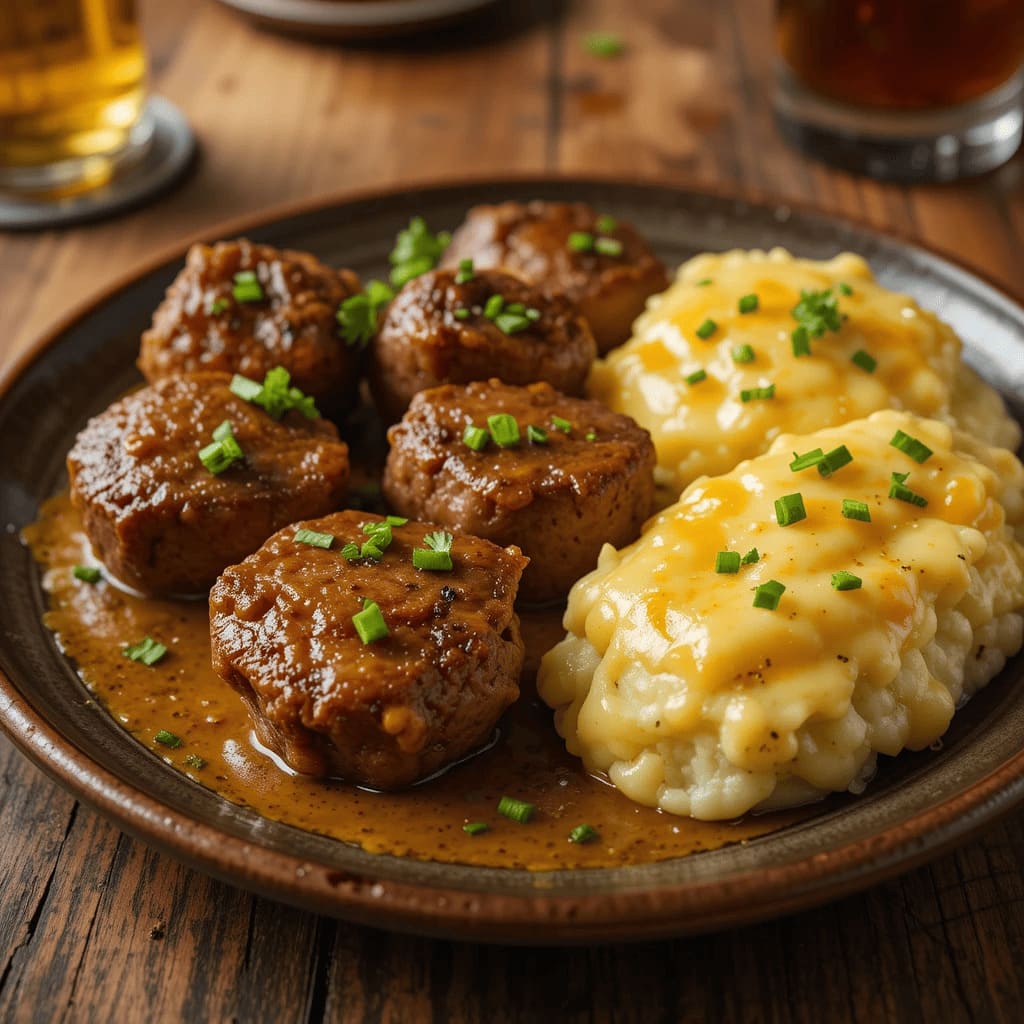 You are currently viewing Garlic Butter Steak Bites and Cheesy Smashed Potatoes Recipe