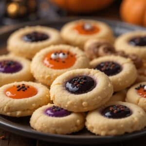 Halloween Thumbprint Cookies.