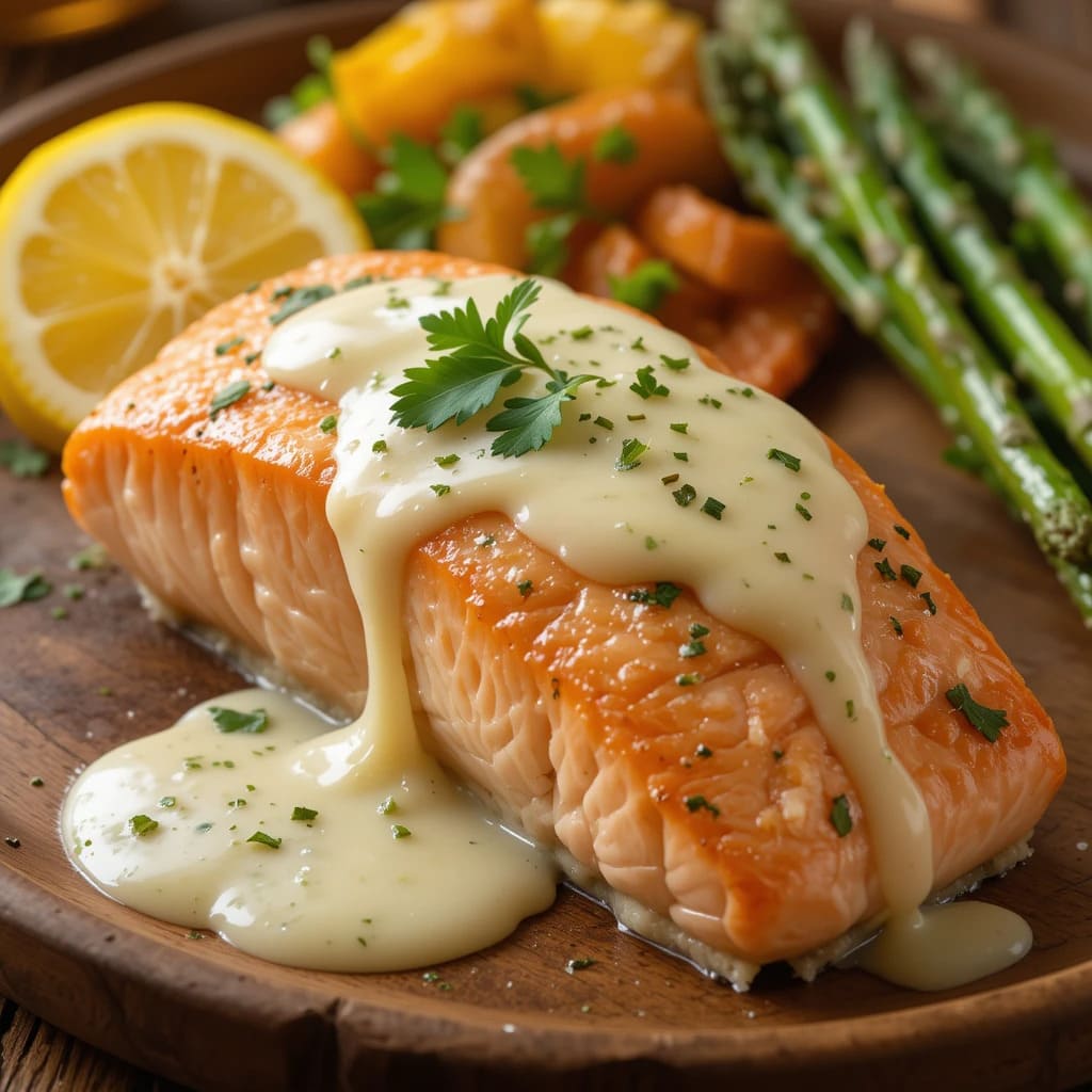 You are currently viewing Baked Salmon with Lemon Butter Cream Sauce