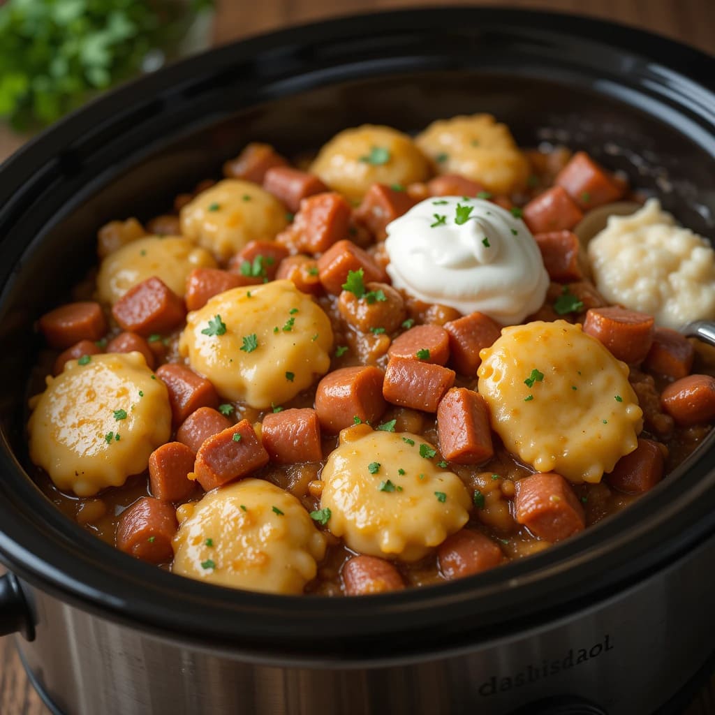 You are currently viewing Crockpot Pierogi Casserole with Kielbasa