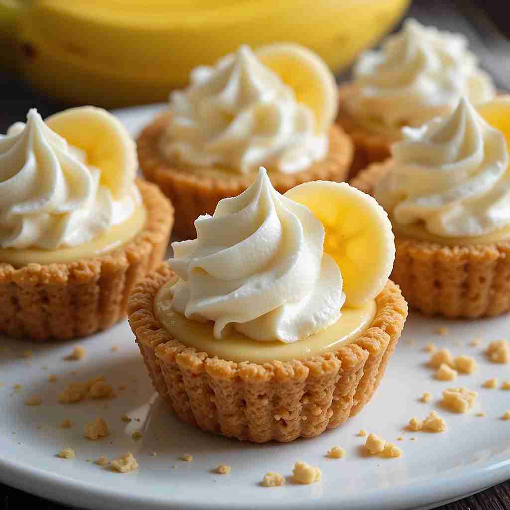 Read more about the article Mini Banana Cream Tarts with Graham Cracker Crust Recipe: A Bite-Sized Creamy Delight