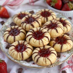 Strawberry Chocolate Thumbprint Cookies