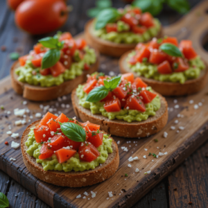 Avocado Bruschetta, a perfect appetizer.