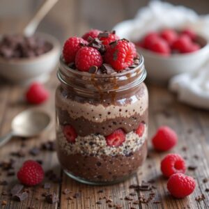 Dark Chocolate Raspberry Overnight Oats