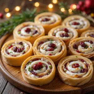 Festive Cranberry Feta Pinwheels with Cream Cheese