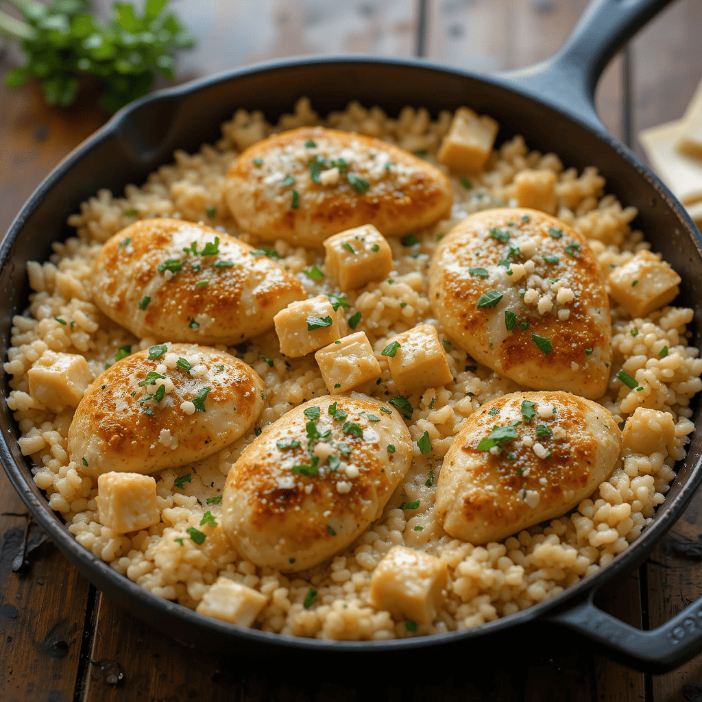 You are currently viewing One-Pan Creamy Parmesan Chicken & Rice