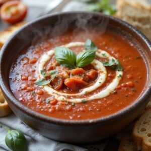 Read more about the article Creamy Roasted Tomato Basil Soup – A Comforting Classic Recipe