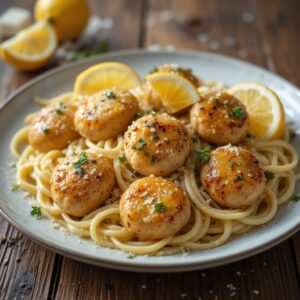 Zesty-Lemon-Garlic-Chicken-Bites-with-Creamy-Parmesan-Linguine