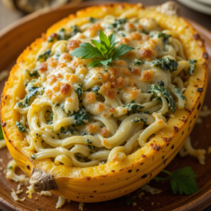 Read more about the article Spinach and Artichoke Stuffed Spaghetti Squash Recipe: A Creamy and Healthy Delight!