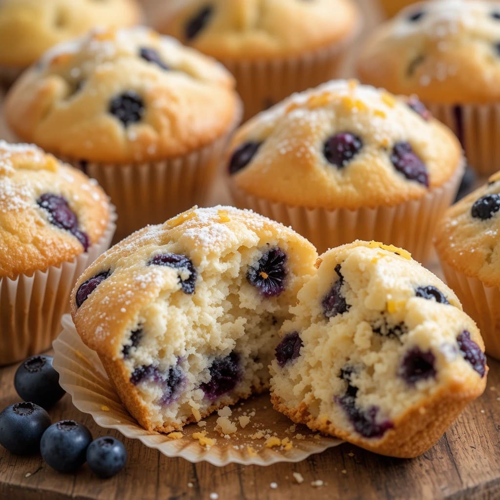 Read more about the article Bakery Style Lemon Blueberry Muffins Recipe – Soft and Delicious Treat