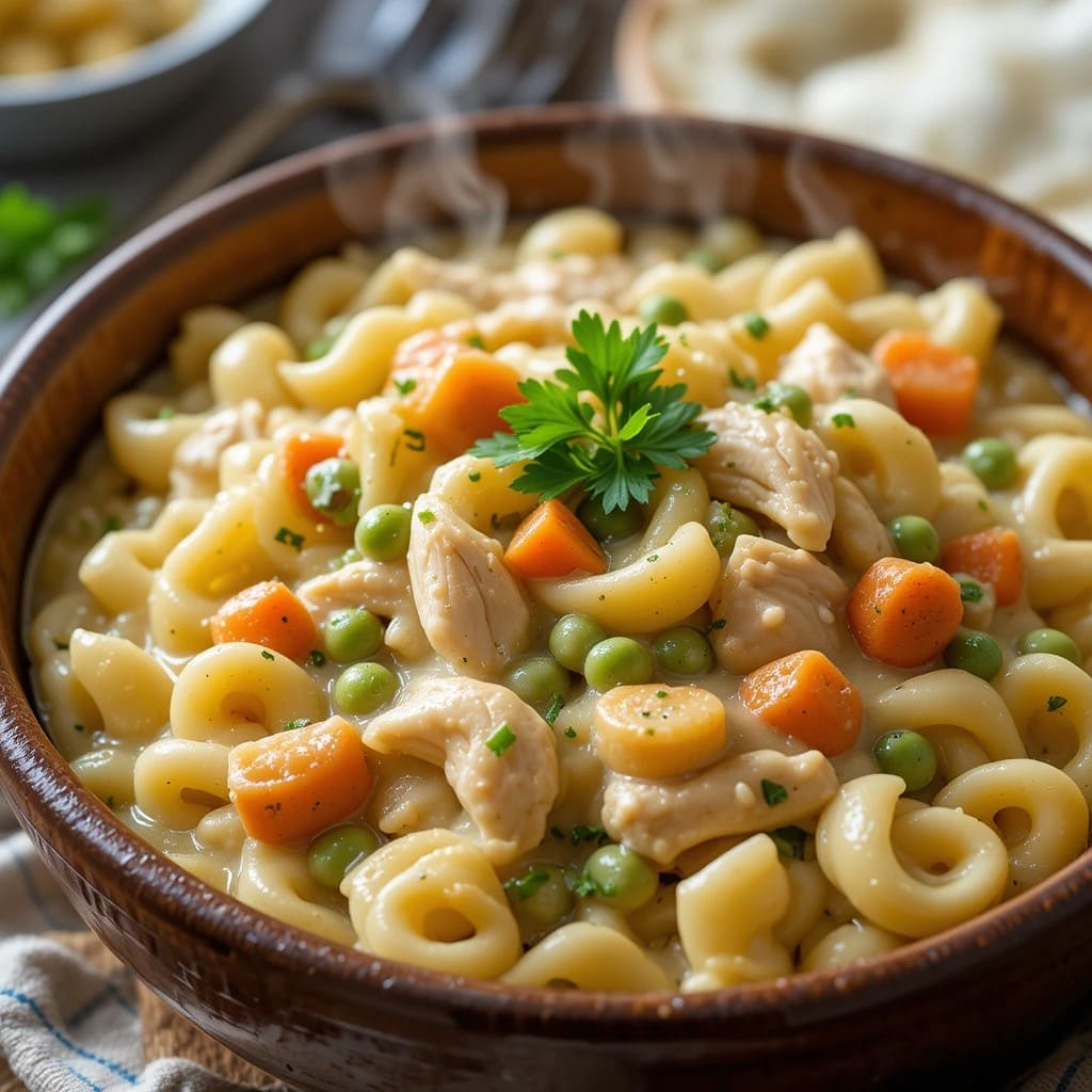 Read more about the article Creamy Chicken Pot Pie Noodles Recipe – Comfort Food Delight in Every Bite