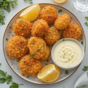 Crispy Air Fryer Salmon Bites with Creamy Garlic Sauce