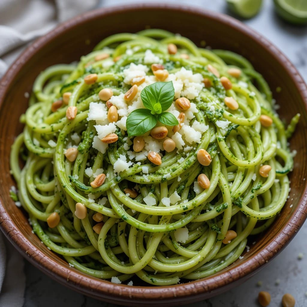 You are currently viewing Delicious Low-Carb Zucchini Noodles with Pesto Recipe – A Healthy and Flavorful Delight