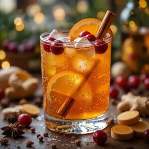 Festive Rum Ginger Punch Cocktail