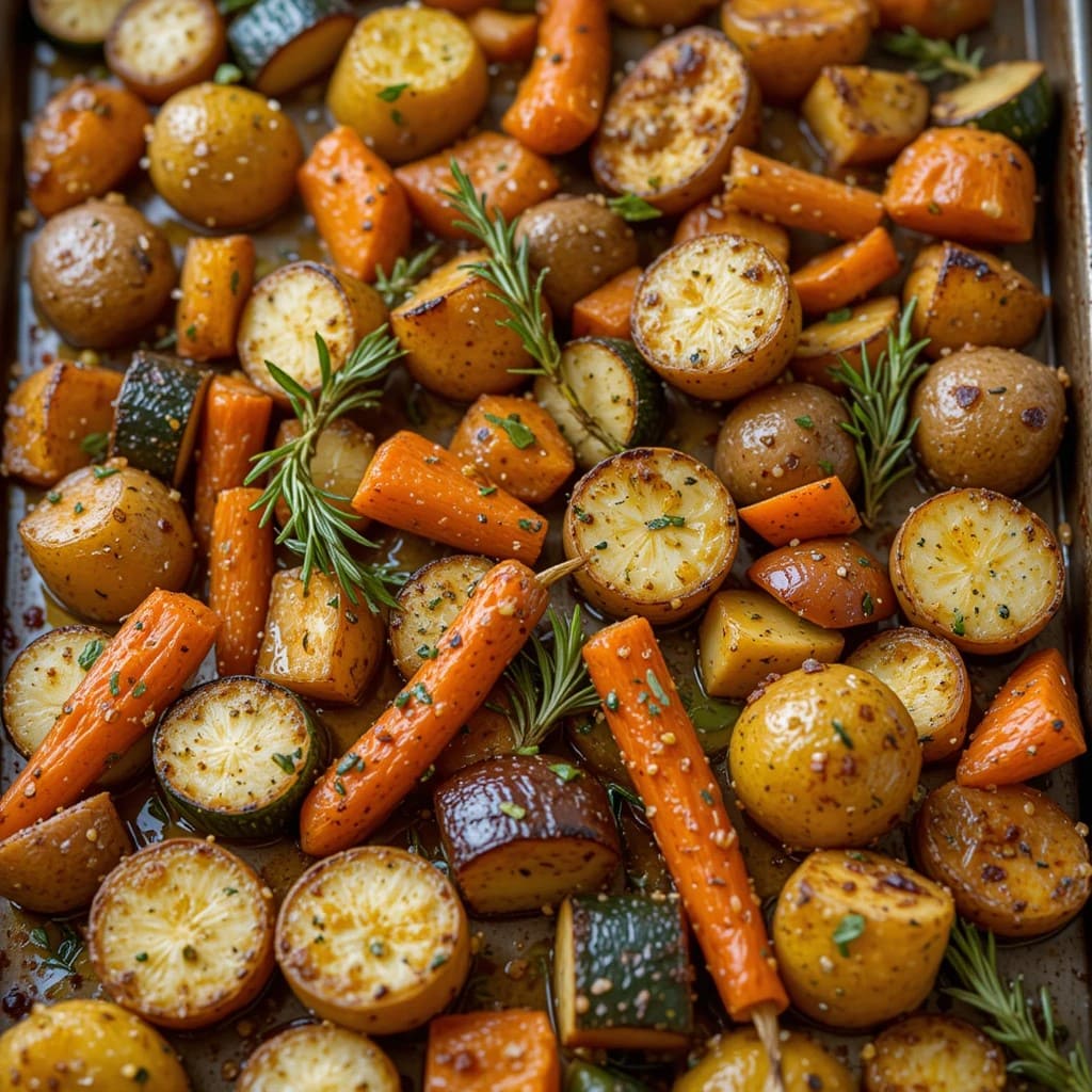 Read more about the article Garlic Herb Roasted Veggies – Potatoes, Carrots and Zucchini Recipe