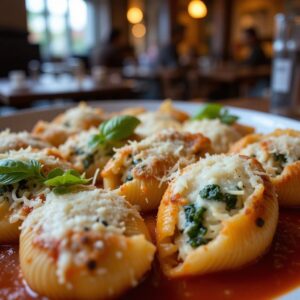 Garlic and Spinach Stuffed Pasta Shells