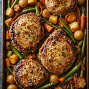 Read more about the article Sheet Pan Pork Chops with Crispy Potatoes and Veggies – A One-Pan Delight!