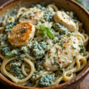 Read more about the article Spinach Dip Chicken Pasta Recipe– A Creamy and Flavorful Comfort Meal